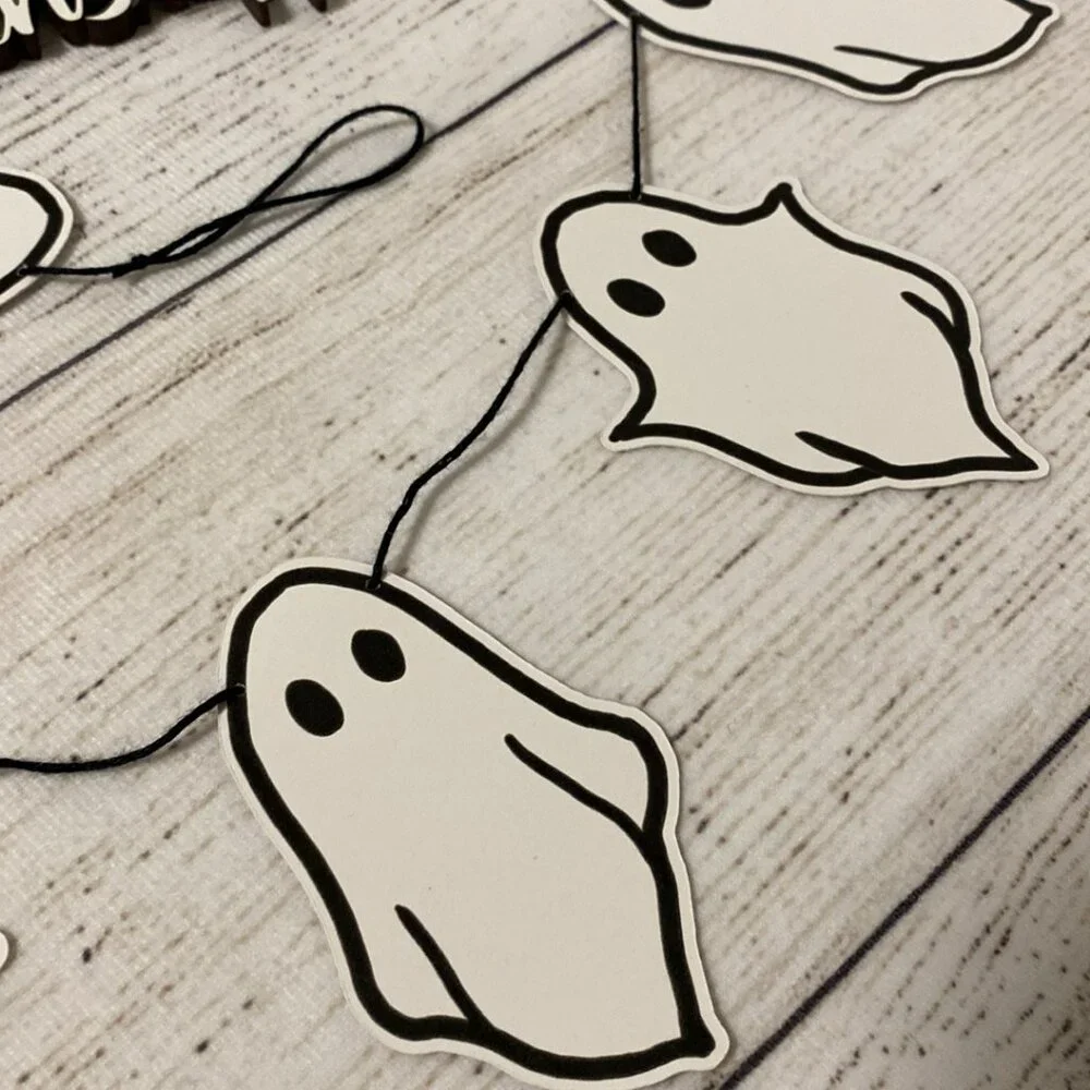 *The Dark Times Halloween Ghost Baby Boo Bunting made from Recycled Card